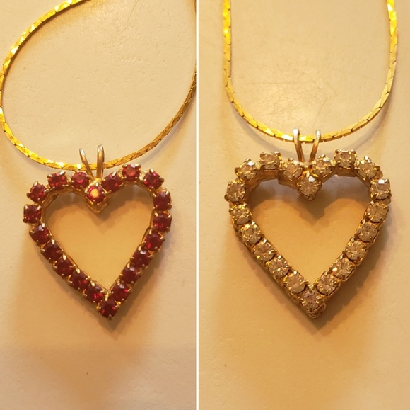 Jewelry - Reversible  heart necklace with gold plate chain